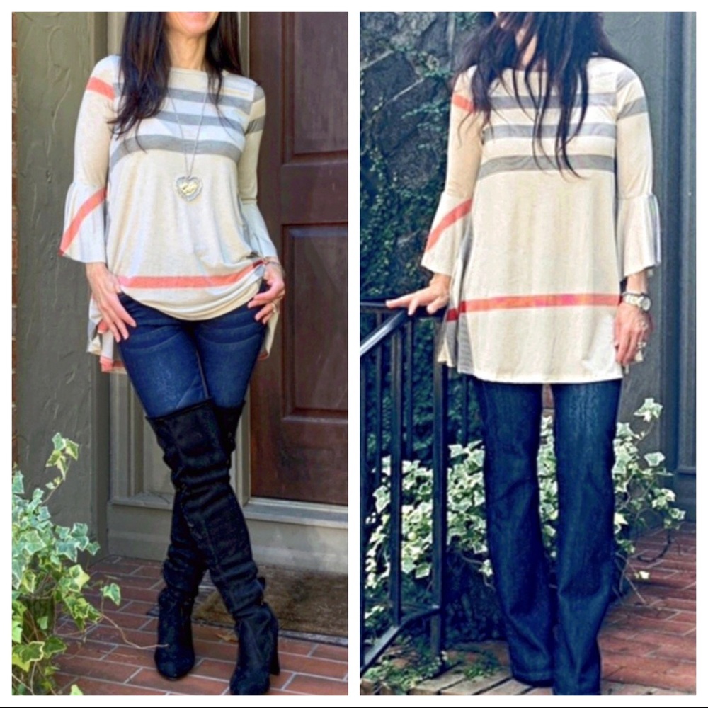 ✨LAST ✨Beige plaid swing tunic with side pockets - Picture 2 of 8